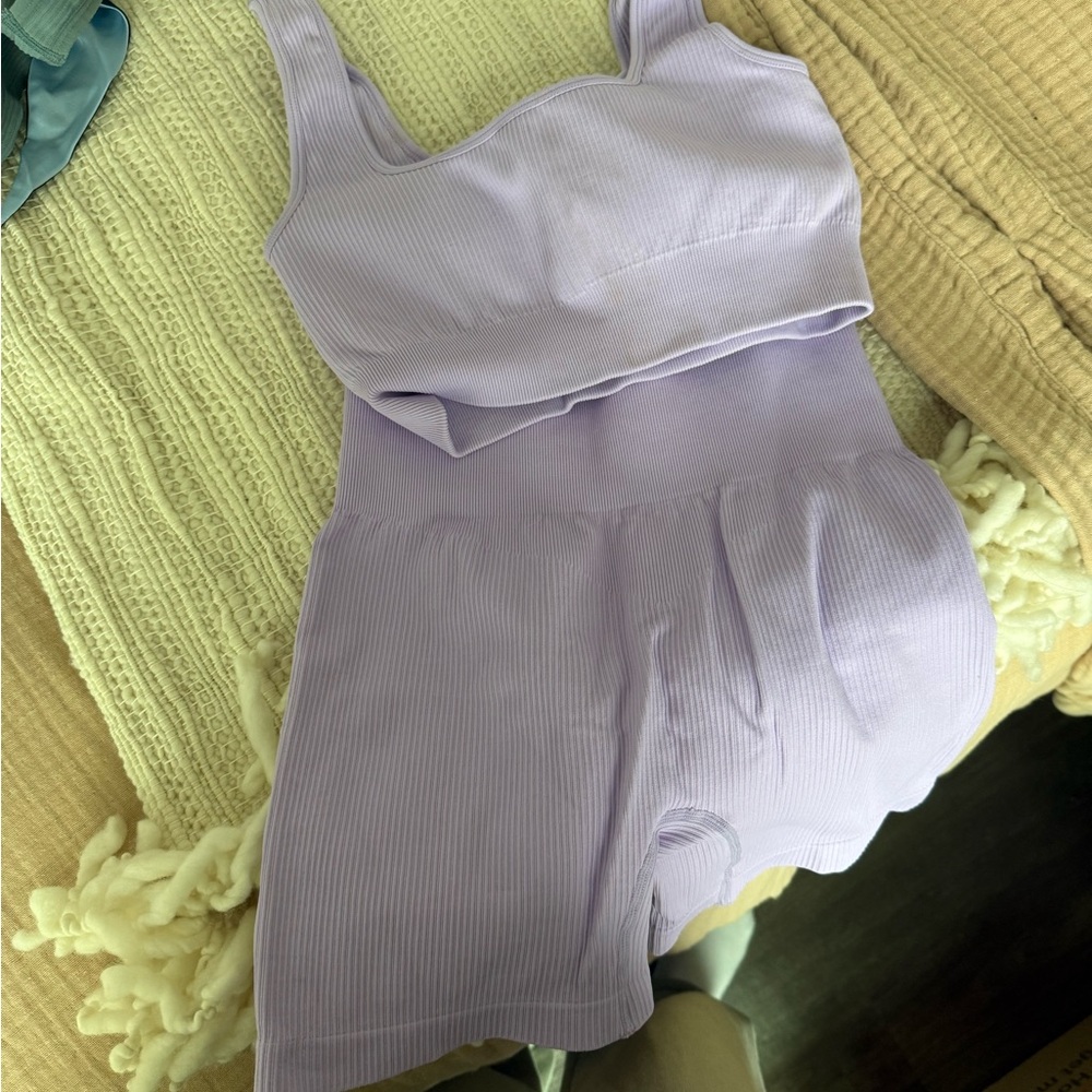 Lavender Ribbed workout or lounge Set